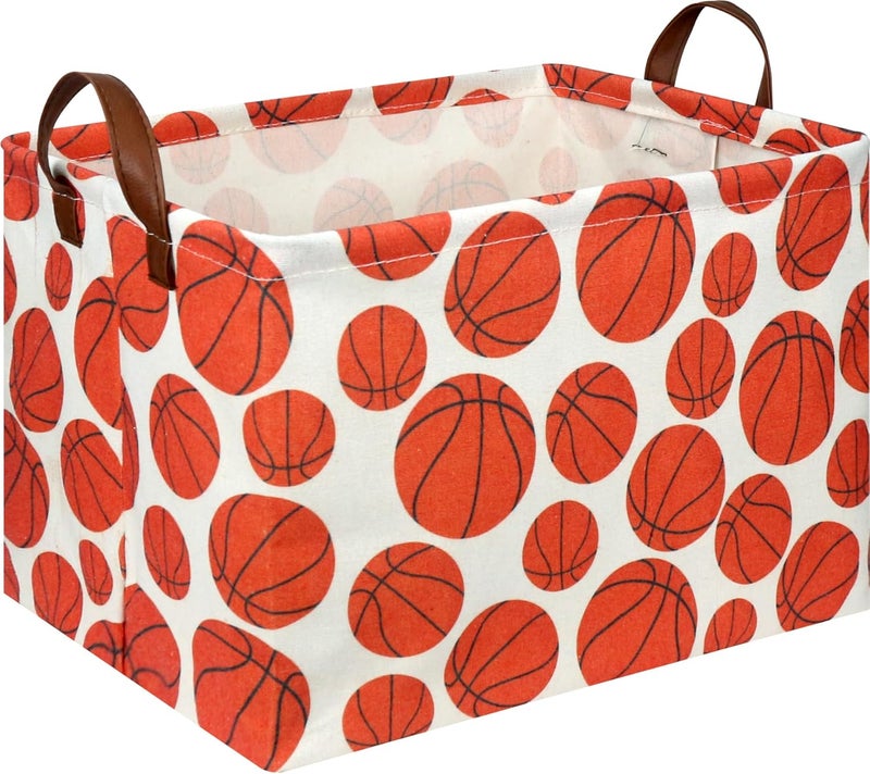 NTAOHAMPER Rectangular Basketball Storage Basket , Storage Bin with Handles,Baby Room Decor,Gift Basket(Basketball) - Image 1